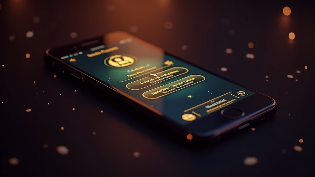 Un móvil con funciones de la app de Royal Joker resaltadas en una interfaz limpia